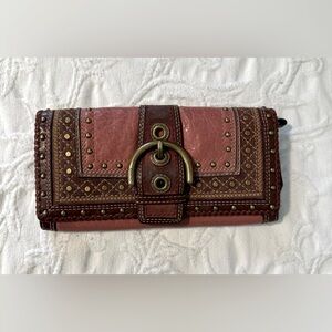 COACH Limited Edition Pink Rose Soho Flap Signature Hobo Wallet